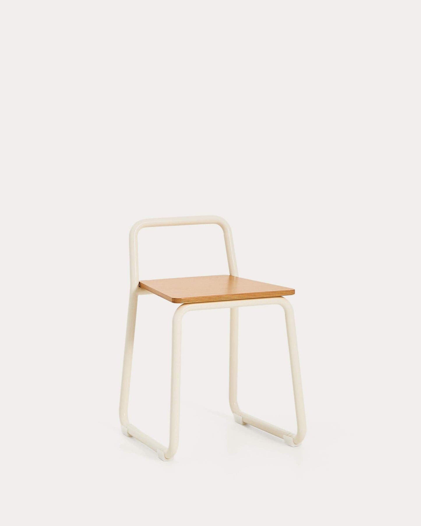 Sedia Tinn in impiallacciatura di frassino e struttura in metallo beige