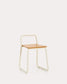 Sedia Tinn in impiallacciatura di frassino e struttura in metallo beige
