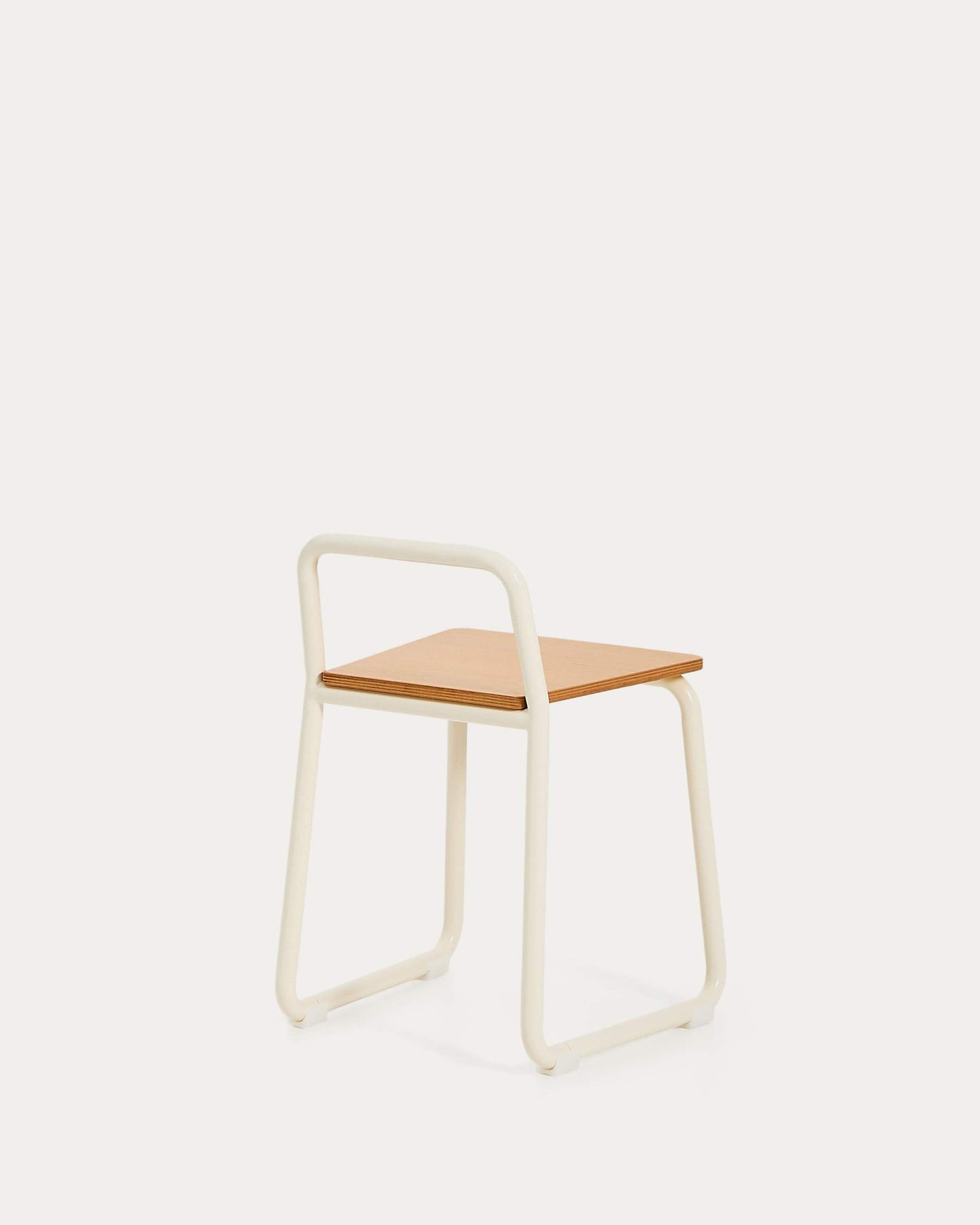 Sedia Tinn in impiallacciatura di frassino e struttura in metallo beige