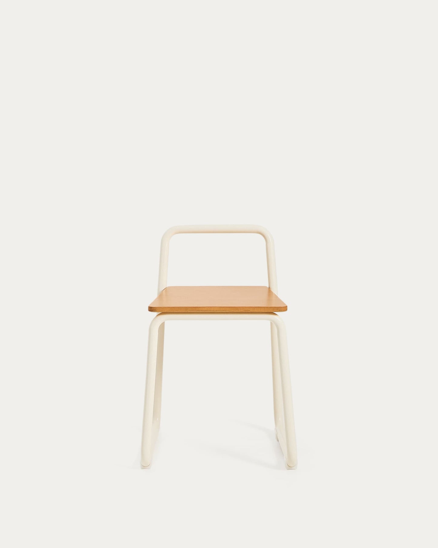 Sedia Tinn in impiallacciatura di frassino e struttura in metallo beige