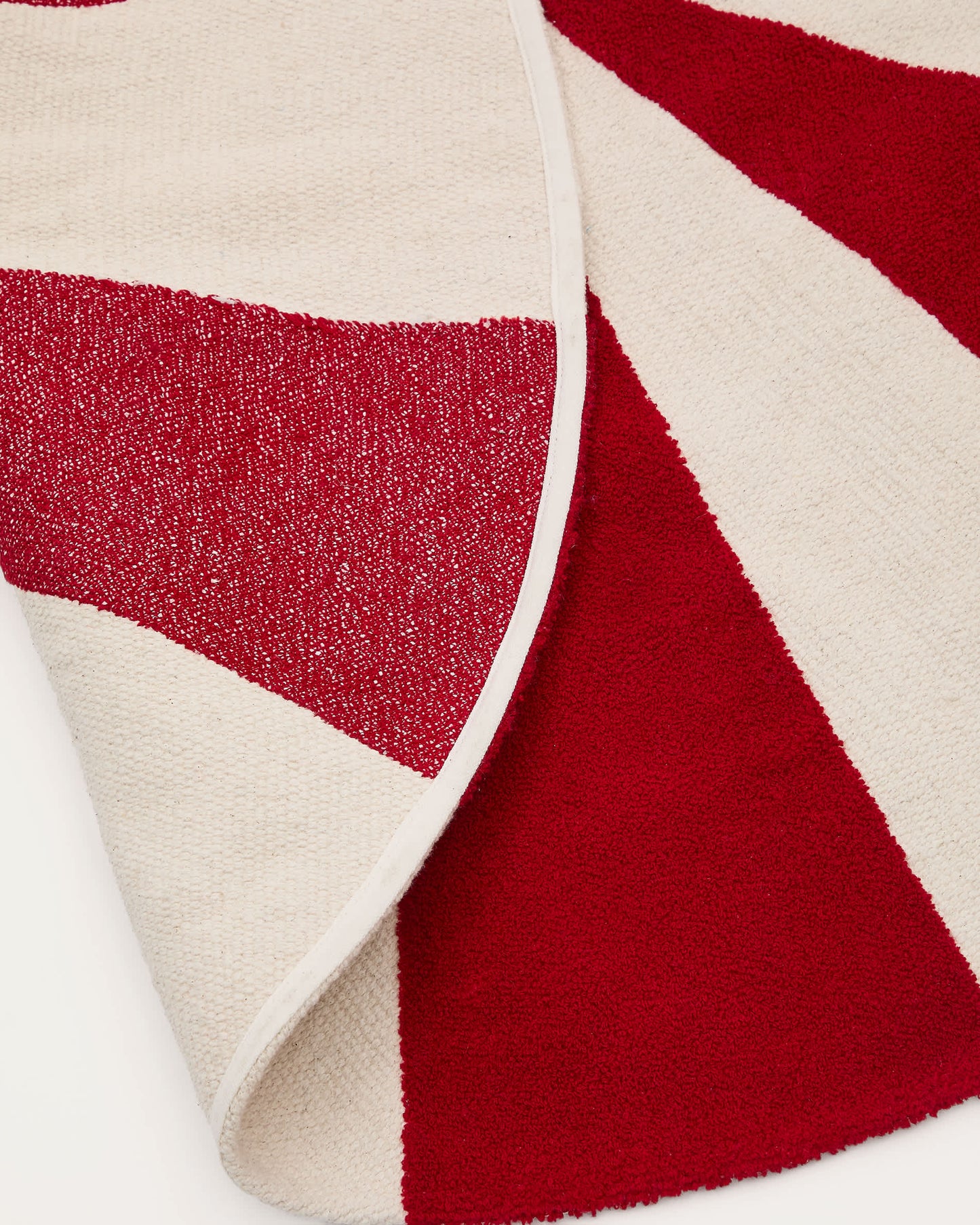 Tappeto Wirla 100% cotone beige e rosso Ø 100 cm