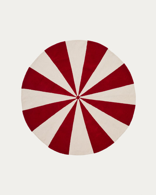 Tappeto Wirla 100% cotone beige e rosso Ø 100 cm