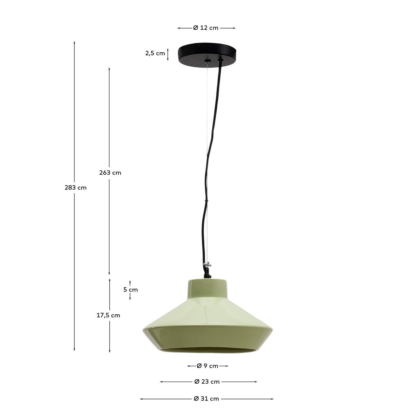 Lampada da soffitto Portol in ceramica verde