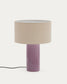 Lampada da tavolo Toneric in ceramica con finitura lilla e cotone