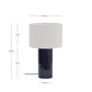 Lampada da tavolo Toneric in ceramica con finitura blu e cotone