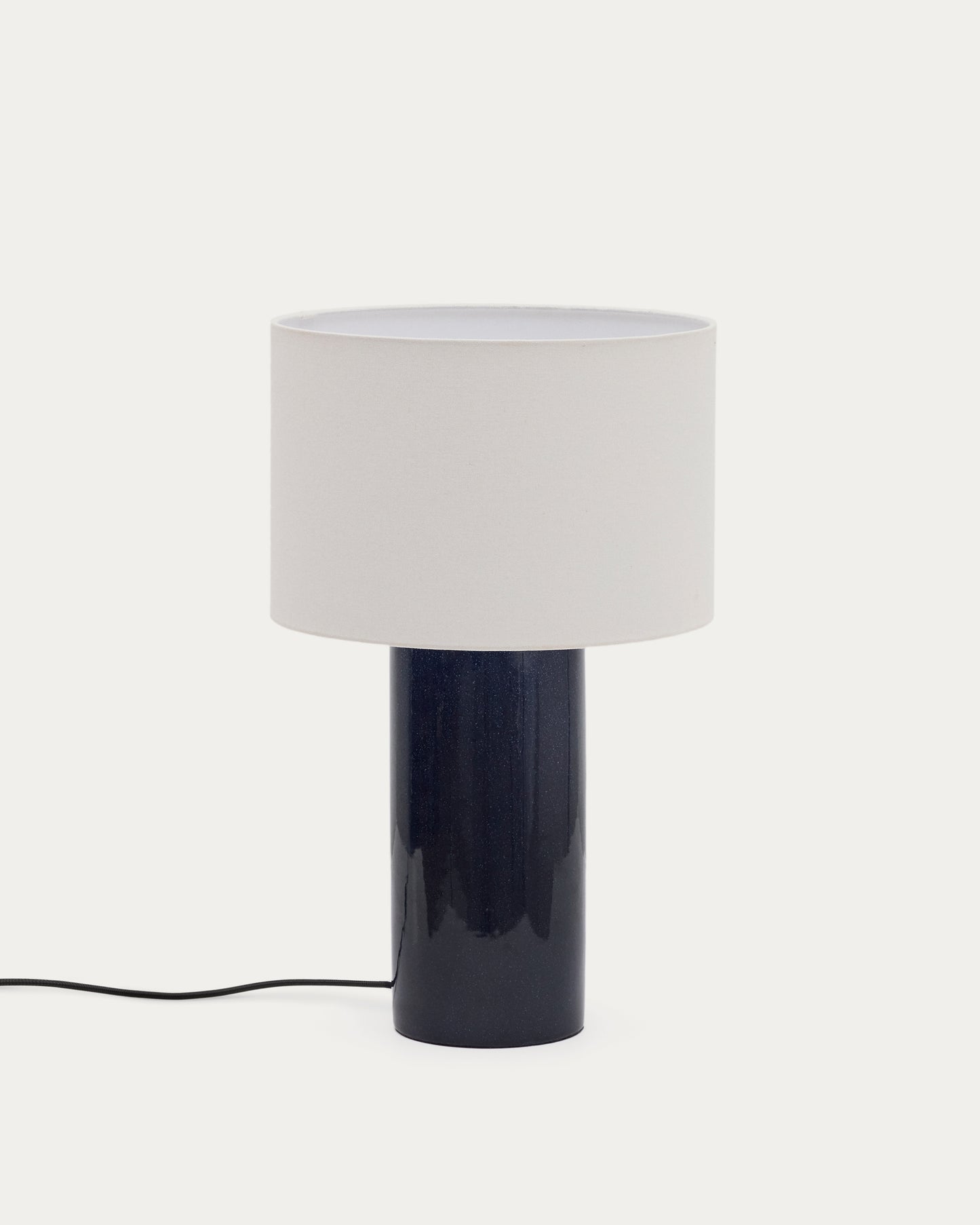 Lampada da tavolo Toneric in ceramica con finitura blu e cotone