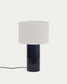 Lampada da tavolo Toneric in ceramica con finitura blu e cotone