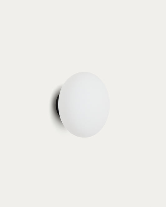 Lampada da parete Bamila in vetro fumé e metallo nero Ø 15 cm