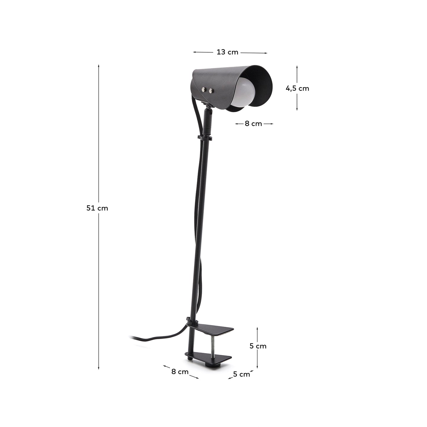 Lampada da tavolo Jula con morsetto in metallo nero