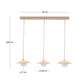 Lampada da soffitto Wilara in impiallacciatura di rovere con 3 perle di vetro fumé bianco