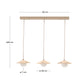 Lampada da soffitto Wilara in impiallacciatura di rovere con 3 perle di vetro fumé bianco