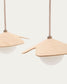 Lampada da soffitto Wilara in impiallacciatura di rovere con 3 perle di vetro fumé bianco