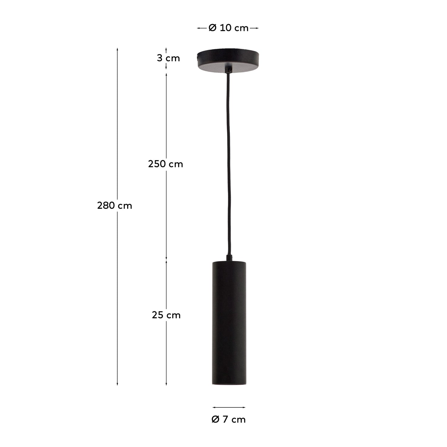 Lampada da soffitto Andia in alluminio con finitura verniciata nera