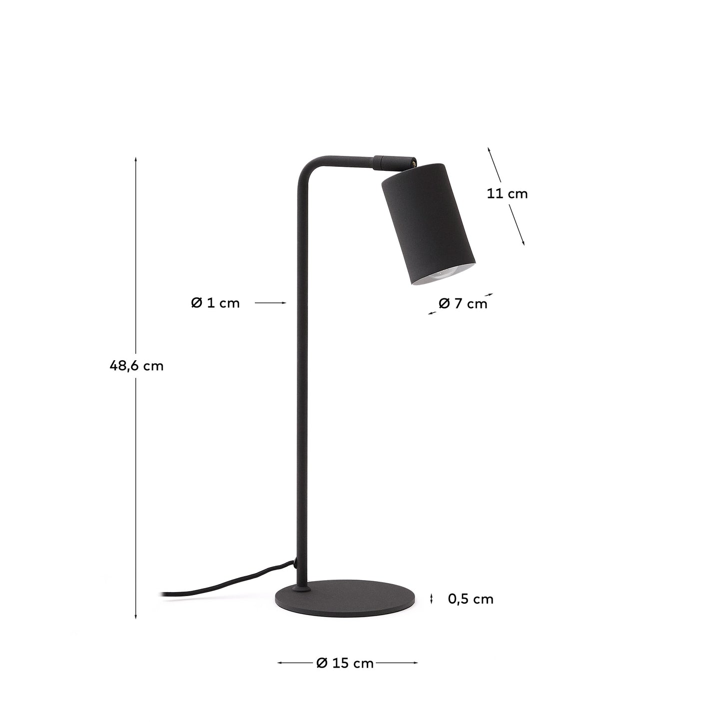 Lampada da tavolo Manie in metallo con finitura effetto ghisa nera