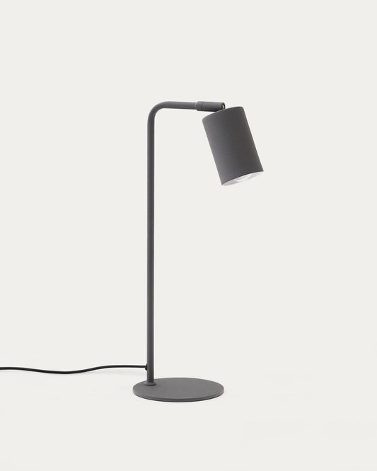 Lampada da tavolo Manie in metallo con finitura effetto ghisa nera