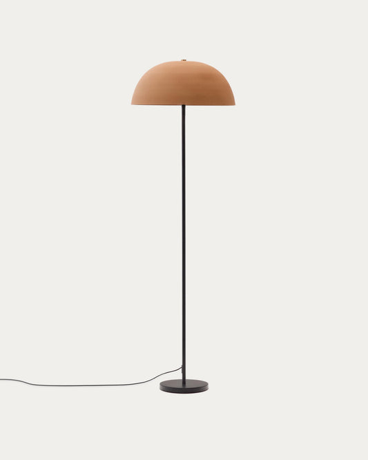 Lampada da terra Nibla in metallo nero e paralume effetto terracotta