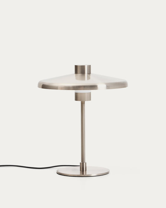 Lampada da tavolo Nuvira in metallo spazzolato grigio chiaro