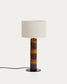 Lampada da tavolo Mavran con base in ceramica marrone e senape e paralume in cotone