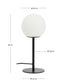 Lampada da tavolo Brisia in metallo con finitura nera e 1 sfera in vetro satinato Ø 15 cm