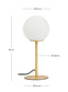 Lampada da tavolo Brisia in metallo con finitura in ottone spazzolato e 1 sfera in vetro satinato Ø 15 cm