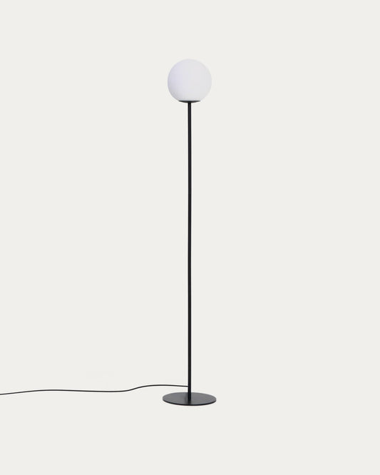 Piantana Brisia in metallo con finitura nera e 1 sfera in vetro satinato Ø 20 cm