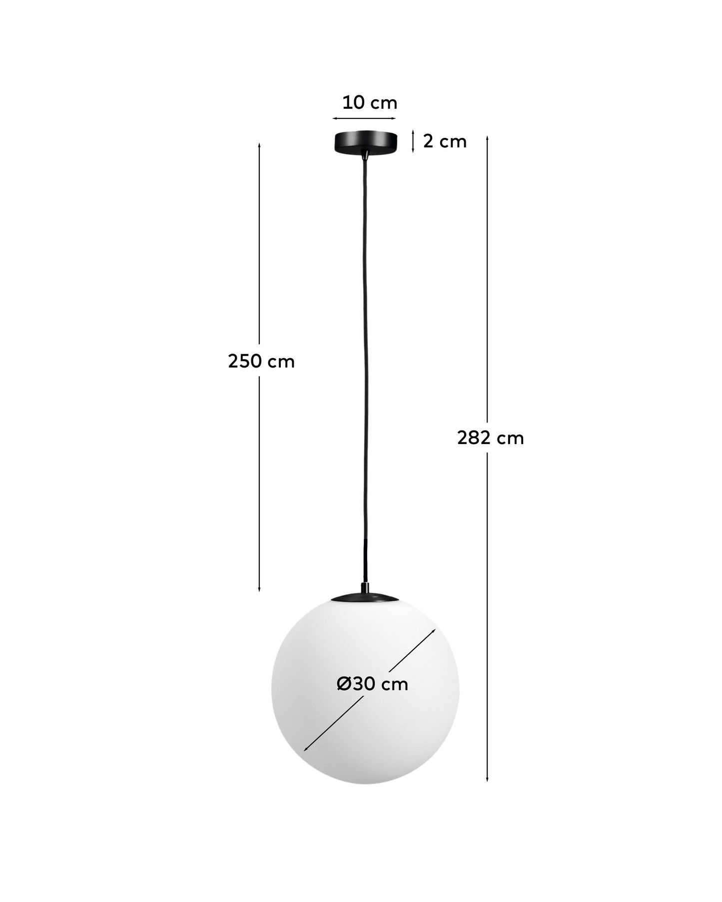 Lampada da soffitto Brisia in metallo con finitura nera e 1 sfera in vetro satinato Ø 30 cm