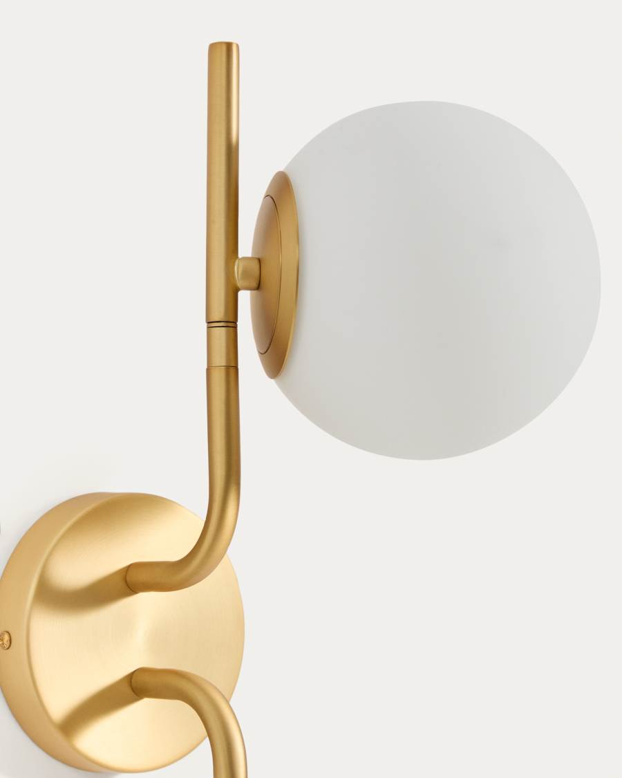 Applique Brisia finitura ottone spazzolato e 2 sfere in vetro satinato Ø15 cm