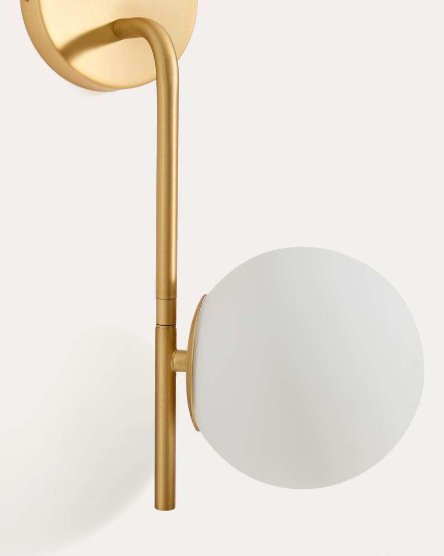 Applique Brisia finitura ottone spazzolato e 2 sfere in vetro satinato Ø15 cm