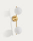 Applique Brisia finitura ottone spazzolato e 2 sfere in vetro satinato Ø15 cm