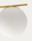 Lampada da soffitto Brisia in metallo con finitura in ottone spazzolato e 4 perle di vetro satinato Ø15 cm