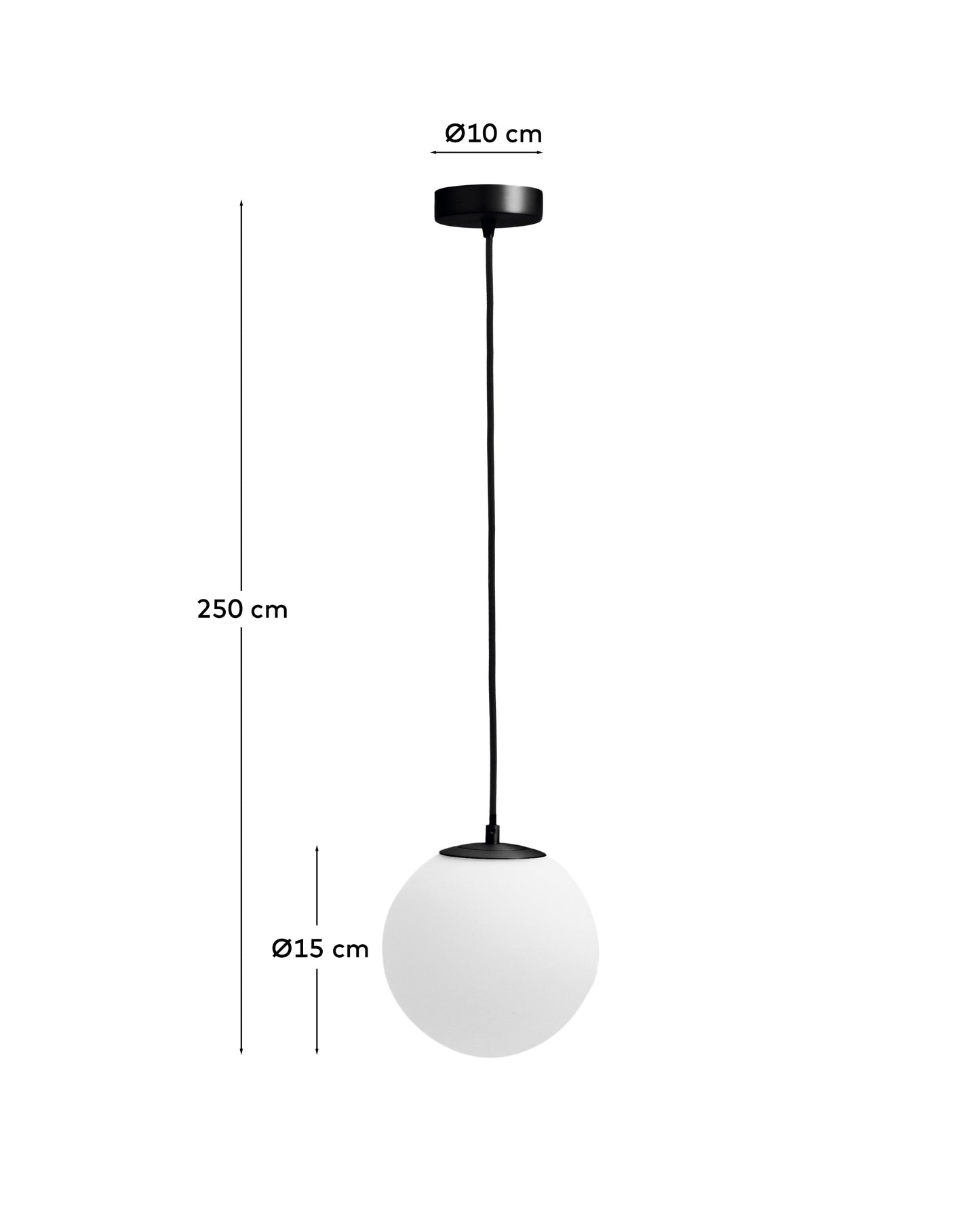 Lampada da soffitto Brisia in metallo con finitura nera e 1 sfera in vetro satinato Ø 15 cm