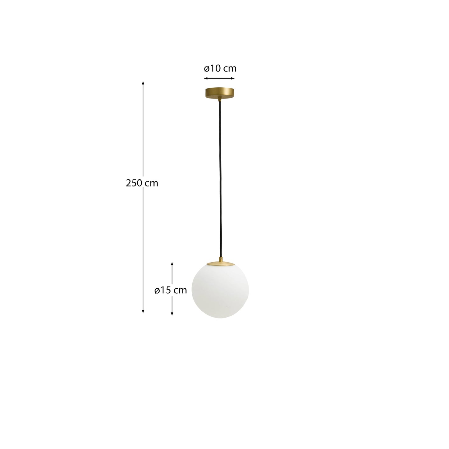 Lampada da soffitto Brisia in metallo con finitura in ottone spazzolato e 1 sfera in vetro satinato Ø 15 cm