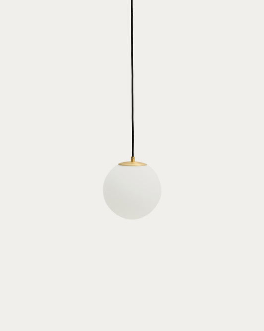 Lampada da soffitto Brisia in metallo con finitura in ottone spazzolato e 1 sfera in vetro satinato Ø 15 cm
