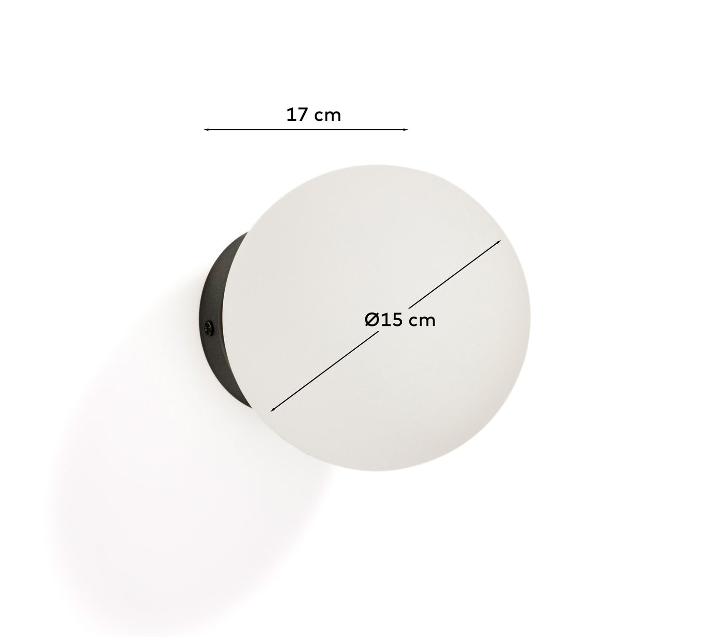 Applique Brisia in metallo con finitura nera e 1 sfera in vetro satinato Ø 15 cm