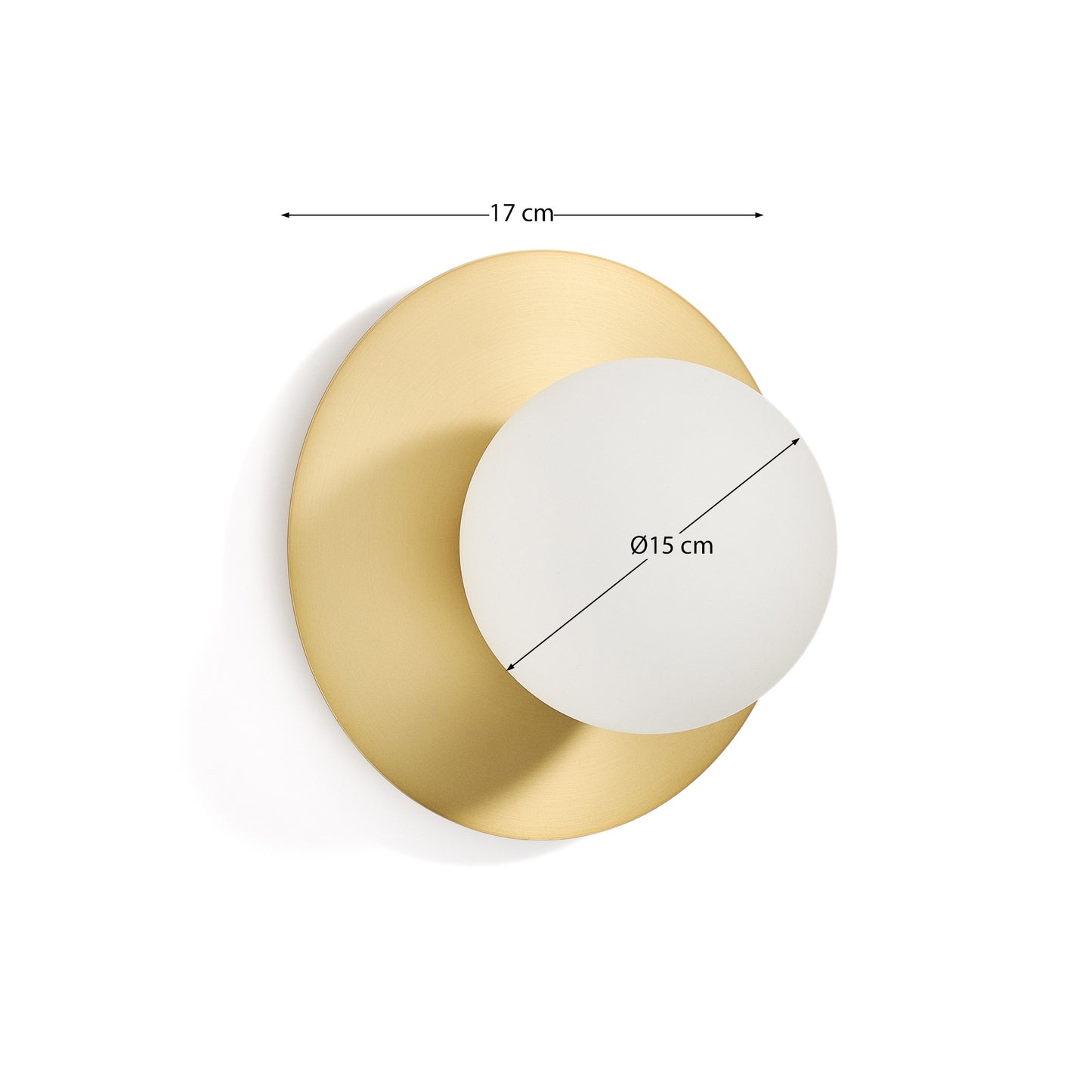 Applique da parete Brisia in metallo con finitura in ottone spazzolato e 1 sfera in vetro satinato Ø20 cm
