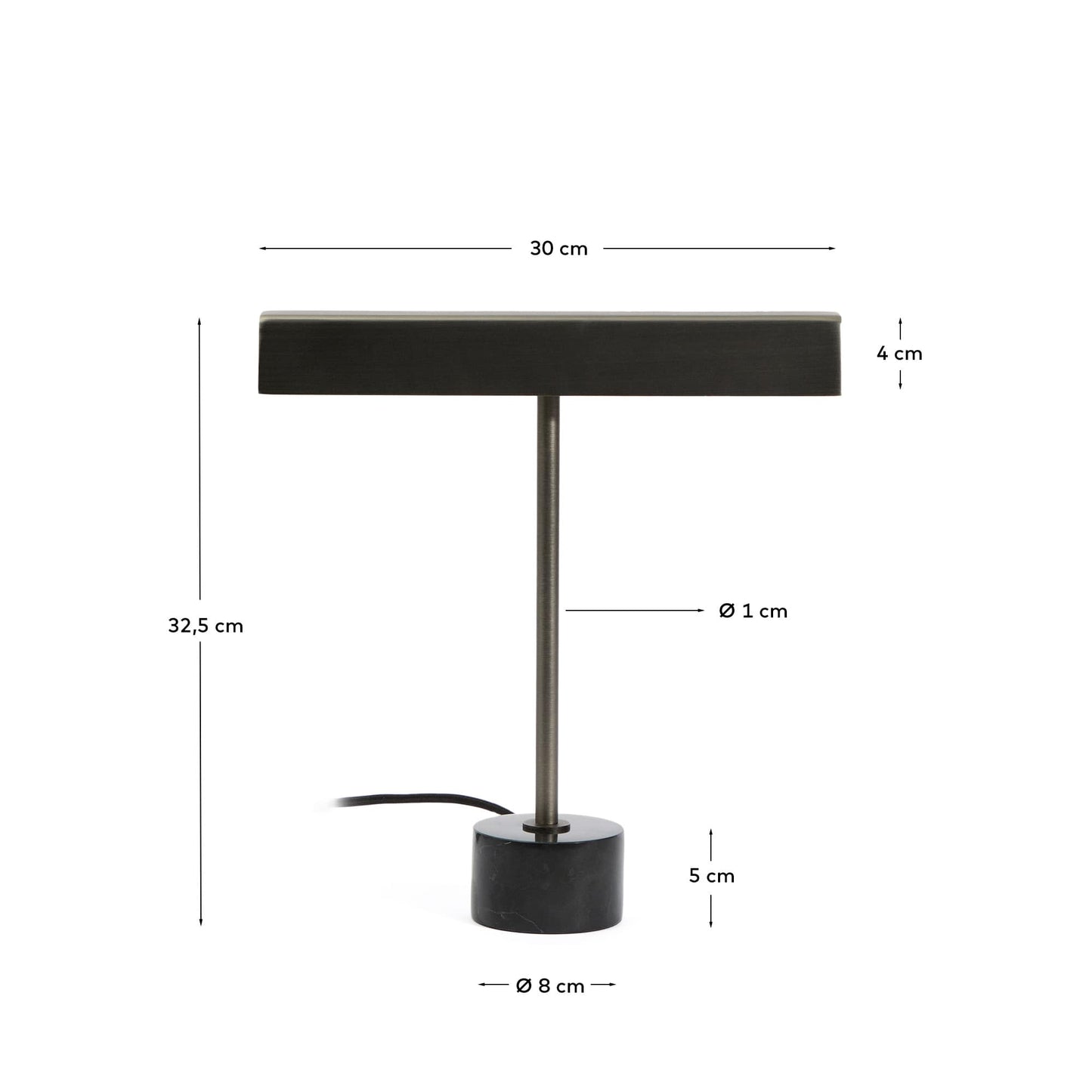 Lampada da tavolo Lynor in metallo spazzolato con base in marmo nero