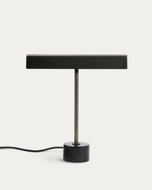 Lampada da tavolo Lynor in metallo spazzolato con base in marmo nero
