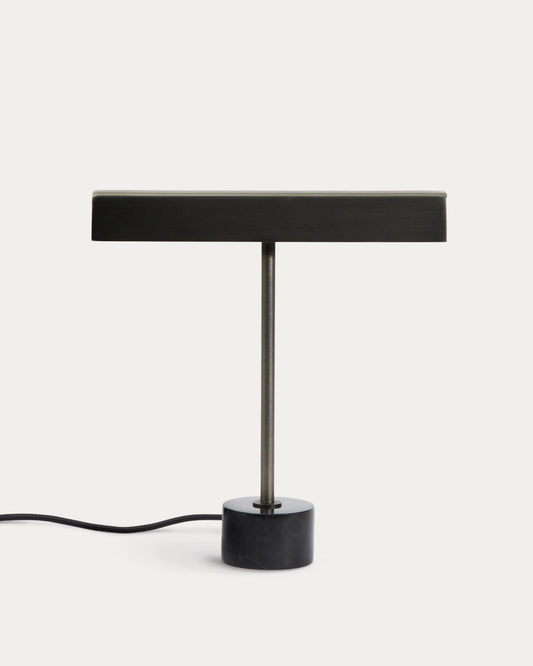 Lampada da tavolo Lynor in metallo spazzolato con base in marmo nero