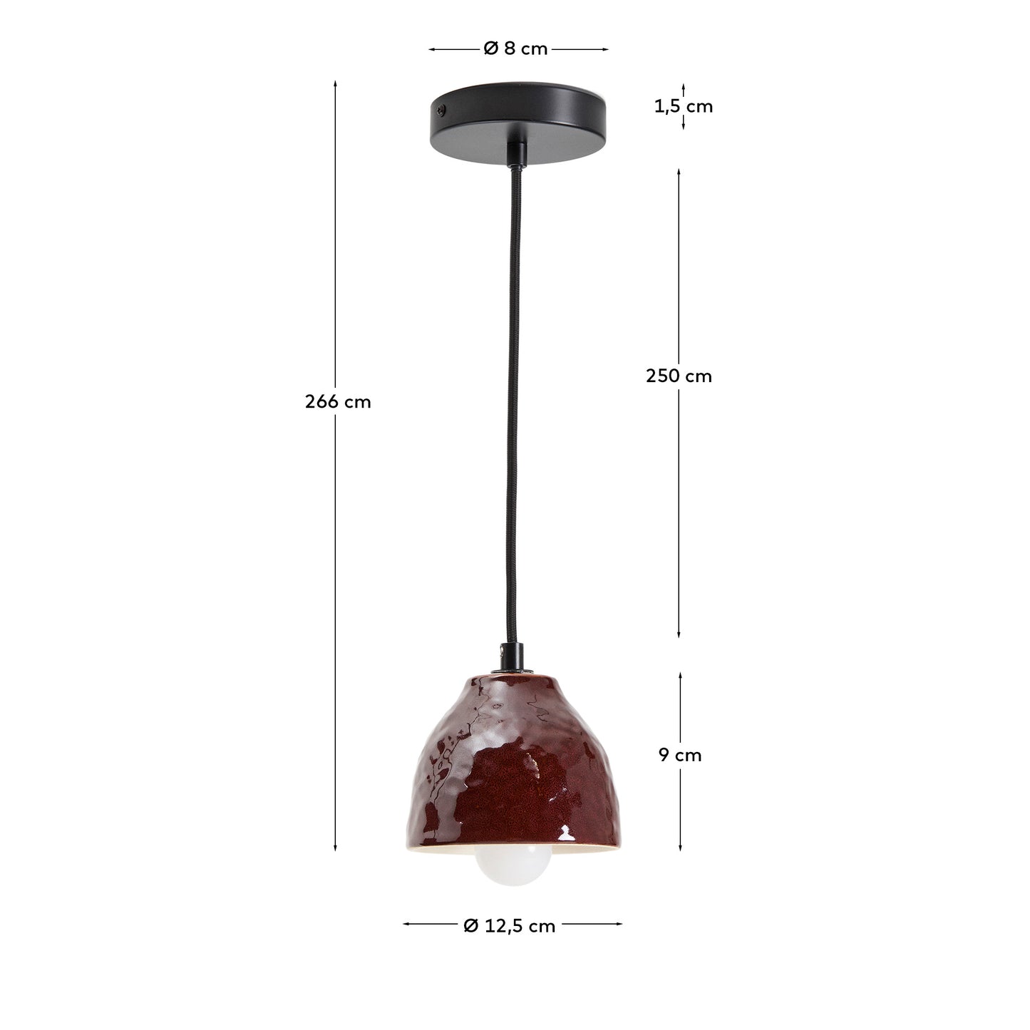 Lampada da soffitto Drava in ceramica bordeaux