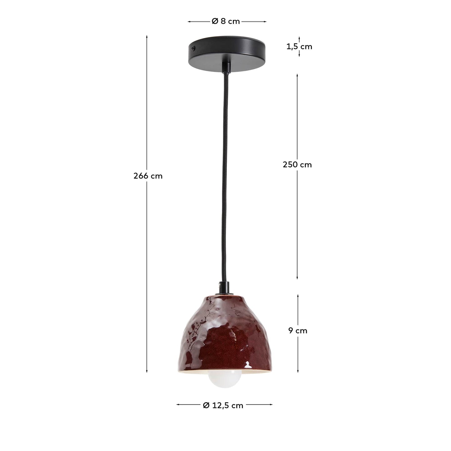 Lampada da soffitto Drava in ceramica bordeaux