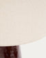 Lampada da tavolo Drava in ceramica bordeaux con paralume in cotone