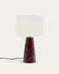 Lampada da tavolo Drava in ceramica bordeaux con paralume in cotone