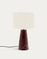 Lampada da tavolo Drava in ceramica bordeaux con paralume in cotone