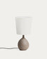 Lampada da tavolo piccola Viona con effetto pietra testurizzata e paralume in cotone