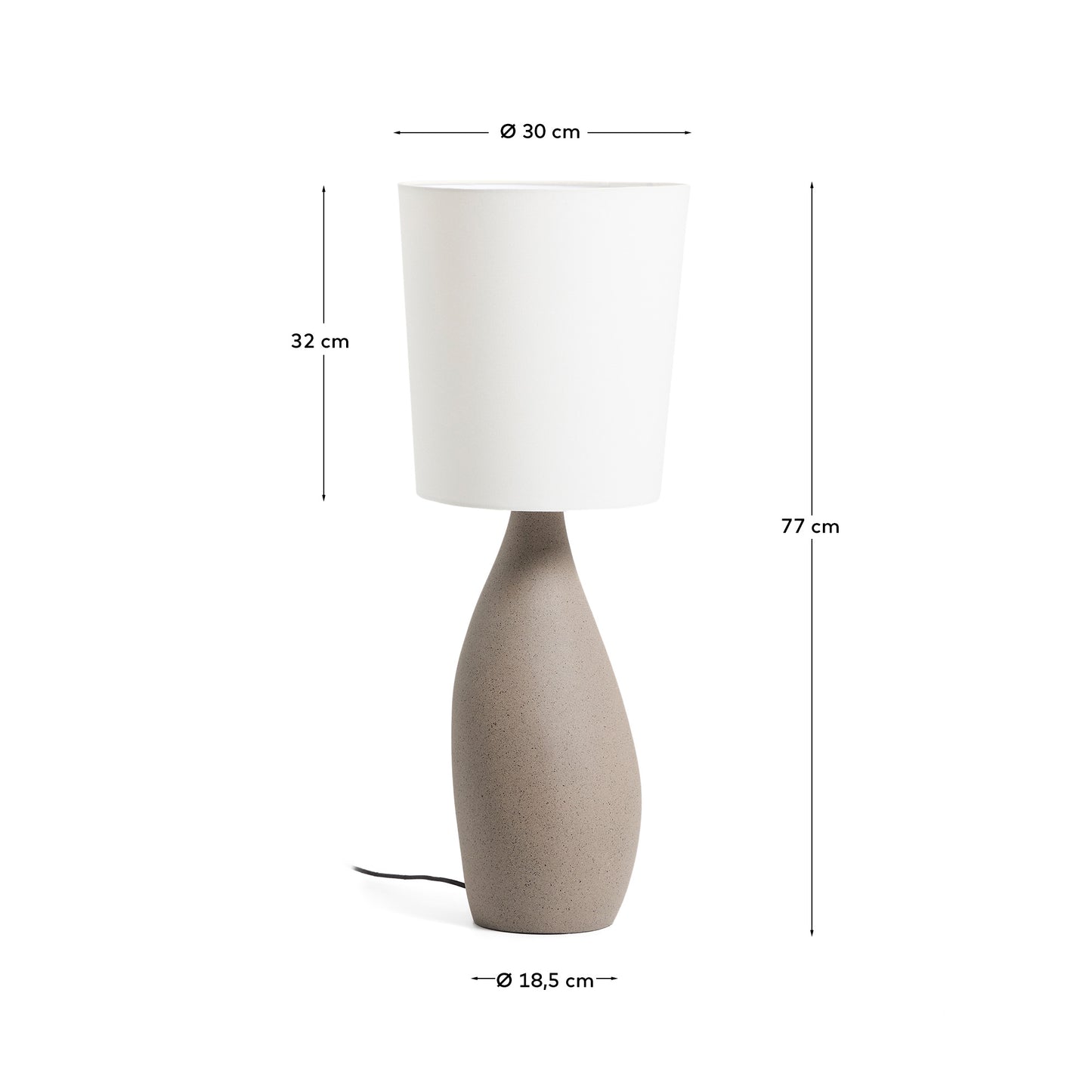 Lampada da tavolo grande Viona con effetto pietra testurizzata e paralume in cotone