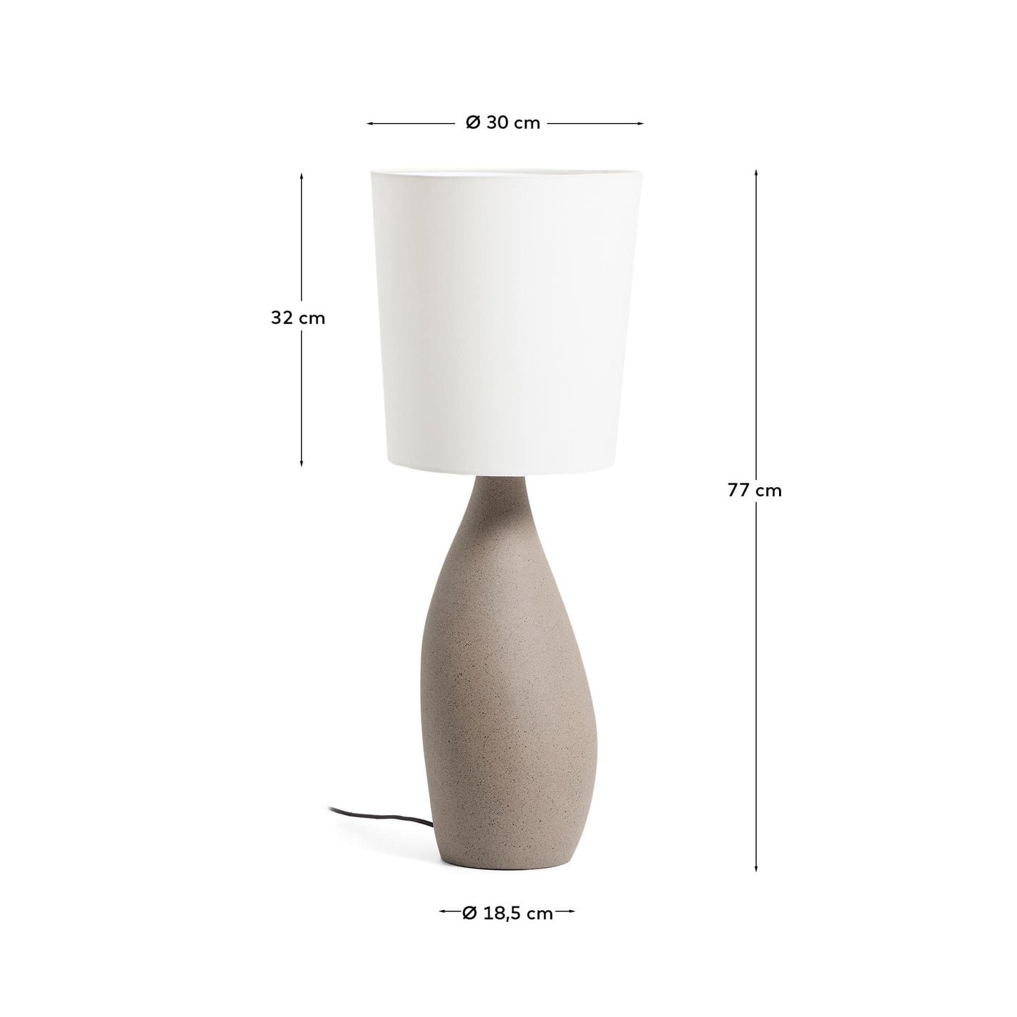 Lampada da tavolo grande Viona con effetto pietra testurizzata e paralume in cotone