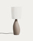 Lampada da tavolo grande Viona con effetto pietra testurizzata e paralume in cotone