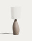 Lampada da tavolo grande Viona con effetto pietra testurizzata e paralume in cotone