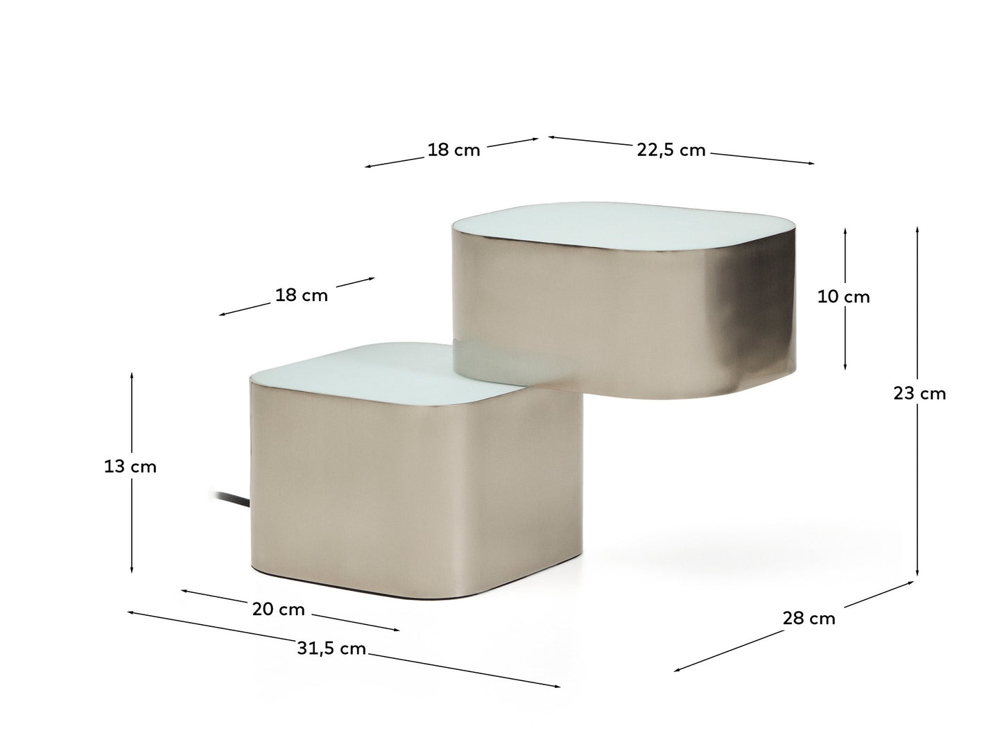 Lampada da tavolo Tandan in metallo grigio con finitura spazzolata