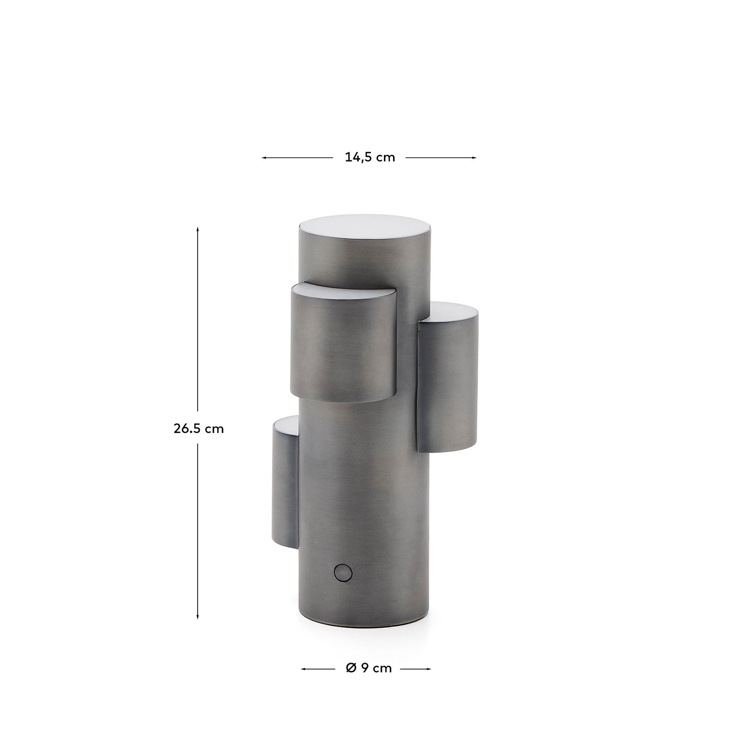 Lampada da tavolo portatile a LED Adrina in metallo grigio scuro con finitura spazzolata